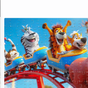 Jigsaw Puzzle Cartoon Characters Riding on Roller Coaster Q103