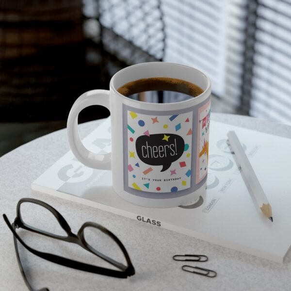 Happy Birthday Jumbo Mug, 20oz Party Gift, Fun Unicorn Design, Celebration Coffee Cup, Colorful Floral Mug, Birthday Present - Image 5