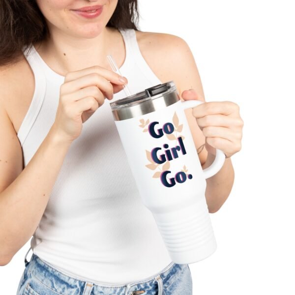 Motivational Insulated Travel Mug, 40oz - Go Girl Go! | Perfect for Road Trips, Gym, Fun Gifts, Floral Design, Active Lifestyle - Image 3