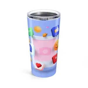 Colorful Emoji Tumbler, 20oz Personalized Travel Cup, Fun Gift for Social Media Lovers, Custom Drinkware, Birthday, Summer Vibe