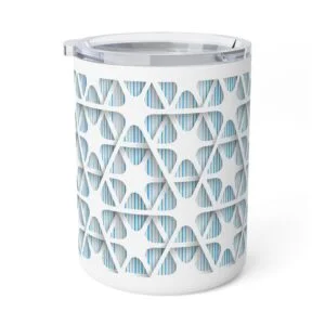 Chic Insulated Coffee Mug, Stylish Travel Mug, Modern Tea Cup, Gift for Coffee Lovers, Cute Office Mug, Blue Geometric Design
