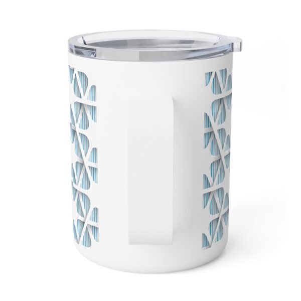 Chic Insulated Coffee Mug, Stylish Travel Mug, Modern Tea Cup, Gift for Coffee Lovers, Cute Office Mug, Blue Geometric Design - Image 2