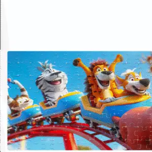 Jigsaw Puzzle Cartoon Characters Riding on Roller Coaster Q103